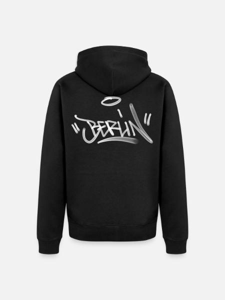 Berlin Graffiti Design - Unisex Premium Organic Zip Hoodie - black