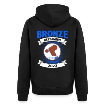 Schwimmer Schwimmen Bronze Geschenk - Unisex Premium Bio Zip Hoodie - Schwarz - Hinten - Nico (187cm)