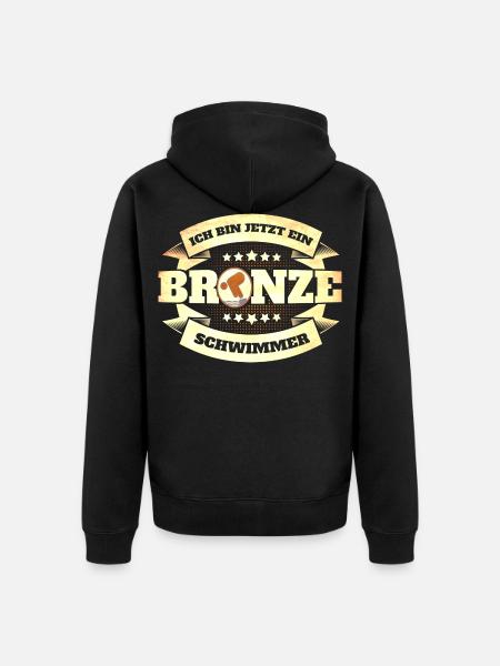 Schwimmer Schwimmprüfung Bronze Geschenk - Unisex Premium Bio Zip Hoodie - Schwarz