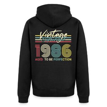 Né septembre 1986 Vintage - Veste à capuche bio Premium Unisexe - noir - Dos - Nico (187cm)