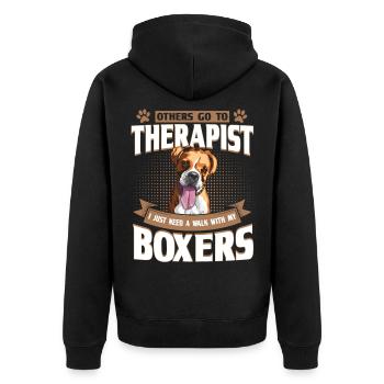 Boxer Hund Boxer Liebhaber Boxer Geschenk - Unisex Premium Bio Zip Hoodie - Schwarz - Hinten - Nico (187cm)