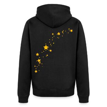 Gold Gelbe Sterne - Unisex Premium Bio Zip Hoodie - Schwarz - Hinten - Nico (187cm)