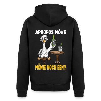 Apropos Möwe Möwie noch een? Norddeutscher Bier - Unisex Premium Bio Zip Hoodie - Schwarz - Hinten - Nico (187cm)