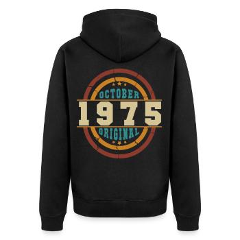 Né octobre 1975 Orginal Retro - Veste à capuche bio Premium Unisexe - noir - Dos - Nico (187cm)