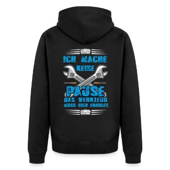 Schraubenschlüssel Spruch Hobby Bastler Schrauber - Unisex Premium Bio Zip Hoodie - Schwarz - Hinten - Nico (187cm)