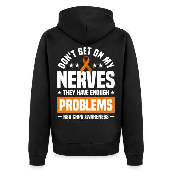 Patient RSD CRPS Gift - Unisex Premium Organic Zip Hoodie - black - Back - Nico (187cm)