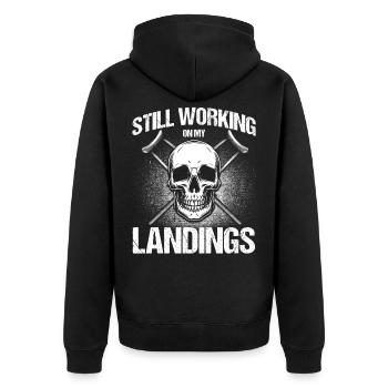 Gute Besserung Knochenbruch Gebrochenes Bein - Unisex Premium Bio Zip Hoodie - Schwarz - Hinten - Nico (187cm)
