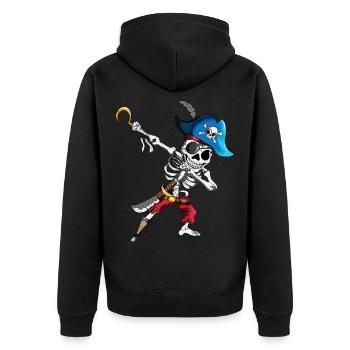Dabbing Piraten Skelett Augenklappe Piratenschiff - Unisex Premium Bio Zip Hoodie - Schwarz - Hinten - Nico (187cm)