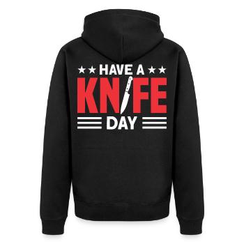 Schmied Klingenschmied Messerschmied Geschenk - Unisex Premium Bio Zip Hoodie - Schwarz - Hinten - Nico (187cm)