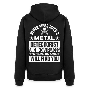 Sondengänger Metalldetektor Sondeln Geschenk - Unisex Premium Bio Zip Hoodie - Schwarz - Hinten - Nico (187cm)