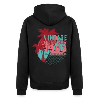 Né En Octobre 1983 Palme Rétro - Veste à capuche bio Premium Unisexe - noir - Dos - Nico (187cm)