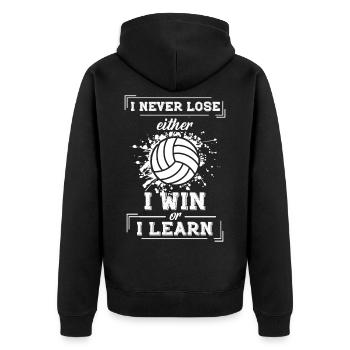 Volleyballspieler Spruch, Volleyball Geschenk - Unisex Premium Bio Zip Hoodie - Schwarz - Hinten - Nico (187cm)
