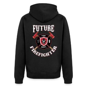 Future Firefighter Feuerwehrmann Feuerwehr Feuer - Unisex Premium Bio Zip Hoodie - Schwarz - Hinten - Nico (187cm)