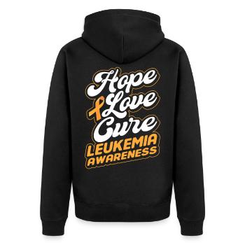 Leukämie Patient Blutkrebs Geschenk - Unisex Premium Bio Zip Hoodie - Schwarz - Hinten - Nico (187cm)