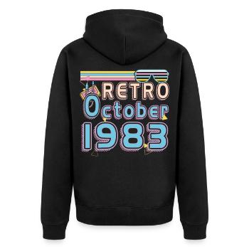 1983 En Octobre Rétro Cadeau - Veste à capuche bio Premium Unisexe - noir - Dos - Nico (187cm)