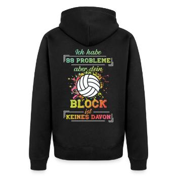 Volleyball Netz Spruch, Volleyball Geschenk - Unisex Premium Bio Zip Hoodie - Schwarz - Hinten - Nico (187cm)