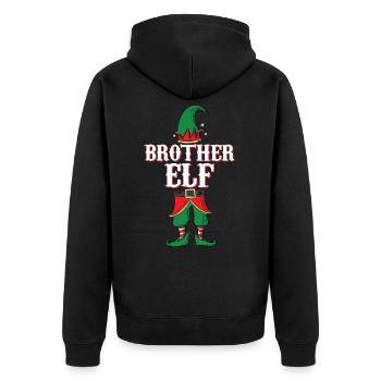 Brother Elf Matching Family Weihnachtsdruck - Unisex Premium Bio Zip Hoodie - Schwarz - Hinten - Nico (187cm)