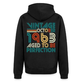 1963 In October Vintage Perfection - Unisex Premium Organic Zip Hoodie - black - Back - Nico (187cm)