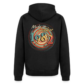 Né en octobre 1982 Retro Limitée - Veste à capuche bio Premium Unisexe - noir - Dos - Nico (187cm)
