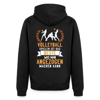 trainieren Spruch, Volleyball Ausrüstung Geschenk - Unisex Premium Bio Zip Hoodie - Schwarz - Hinten - Nico (187cm)