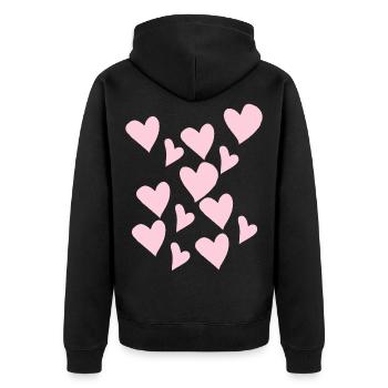 Delicate Pink Hearts - Unisex Premium Organic Zip Hoodie - black - Back - Nico (187cm)