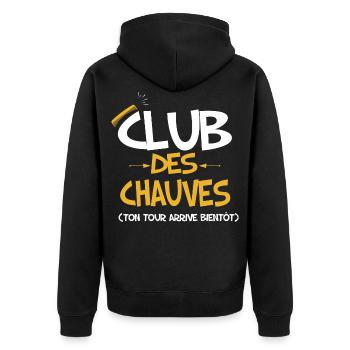 Club des chauves Citation humour homme chauve - Veste à capuche bio Premium Unisexe - noir - Dos - Nico (187cm)