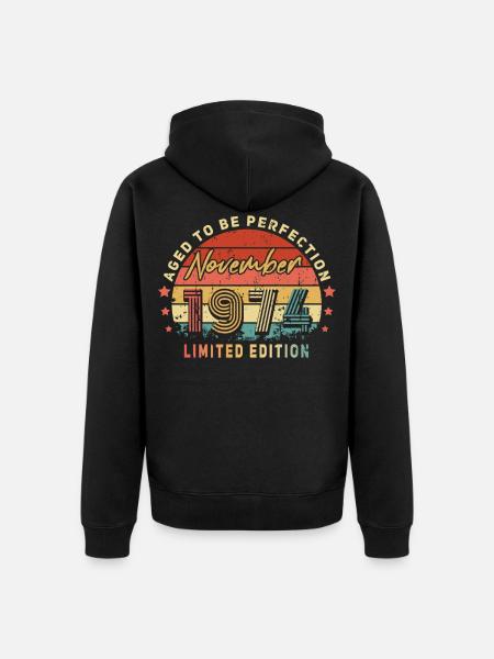 November 1974 Limitiert Geschenkidee - Premium økologisk unisex-hættejakke - sort