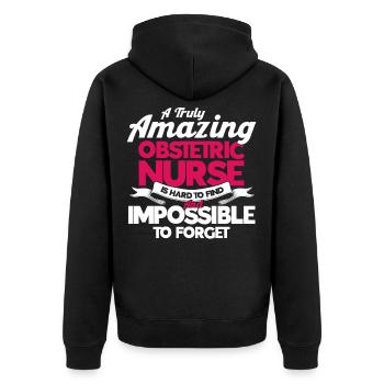 Hebamme Geburtshelfer Hebammen Geschenk - Unisex Premium Bio Zip Hoodie - Schwarz - Hinten - Nico (187cm)