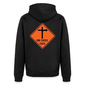 Signe de crucifixion une croix chacun - Veste à capuche bio Premium Unisexe - noir - Dos - Nico (187cm)