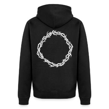 Dornenkrone Jesus Symbol - Unisex Premium Bio Zip Hoodie - Schwarz - Hinten - Nico (187cm)