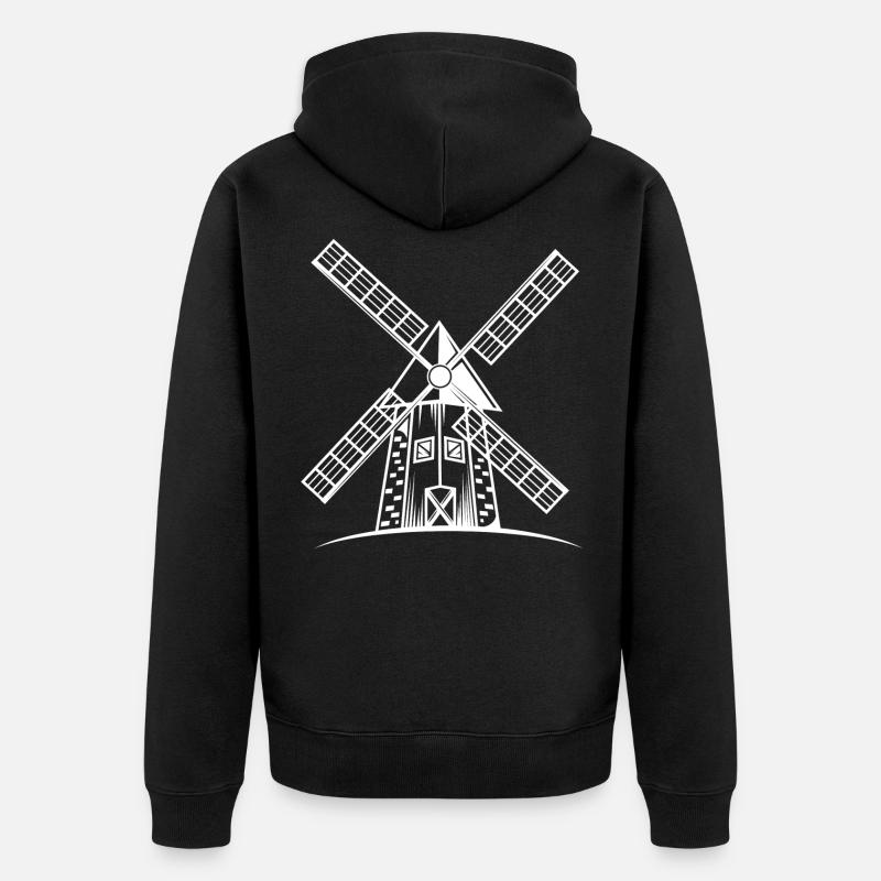 Silhouette du moulin à vent - Veste à capuche bio Premium Unisexe - noir