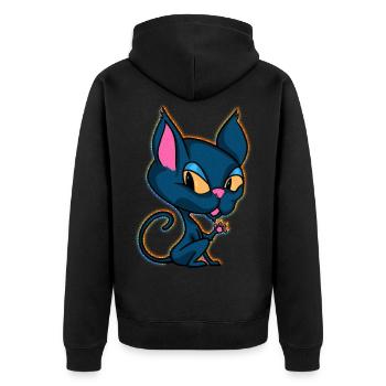 Mignon chat de dessin animé magique - Veste à capuche bio Premium Unisexe - noir - Dos - Nico (187cm)