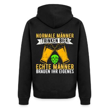 Bierbrauer Bierbrauen Bier Geschenk - Unisex Premium Bio Zip Hoodie - Schwarz - Hinten - Nico (187cm)