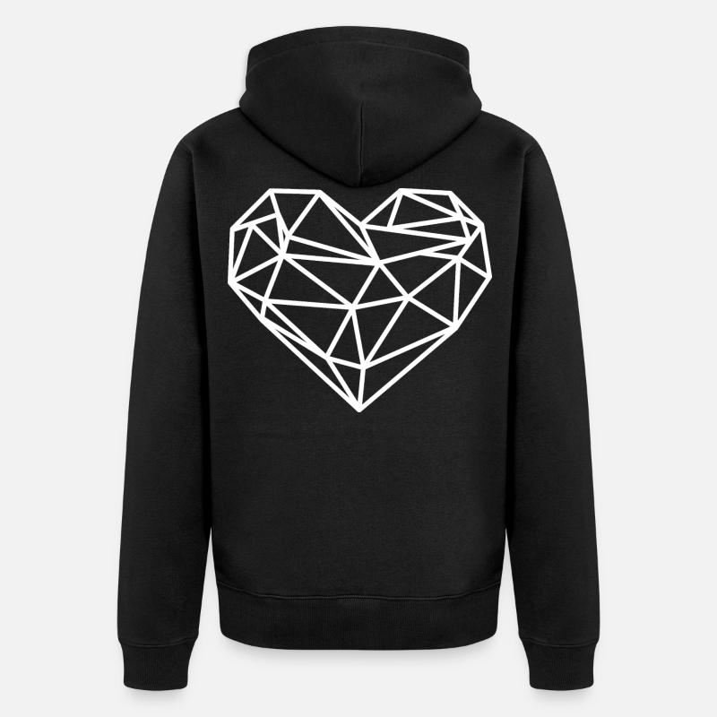 Lignes géométriques du cœur - Veste à capuche bio Premium Unisexe - noir