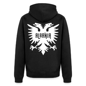 Albania Red Double-headed Eagle Albanian Gift - Unisex Premium Organic Zip Hoodie - black - Back - Nico (187cm)