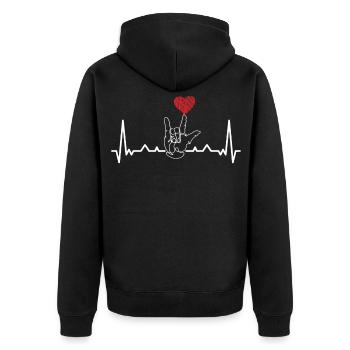 Langue des signes Heartbeat Heart - Veste à capuche bio Premium Unisexe - noir - Dos - Nico (187cm)