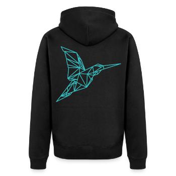 Ligne géométrique Vogel - Veste à capuche bio Premium Unisexe - noir - Dos - Nico (187cm)