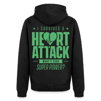 Ich habe einen Herzinfarkt überlebt Herzattacke - Unisex Premium Bio Zip Hoodie - Schwarz - Hinten - Nico (187cm)