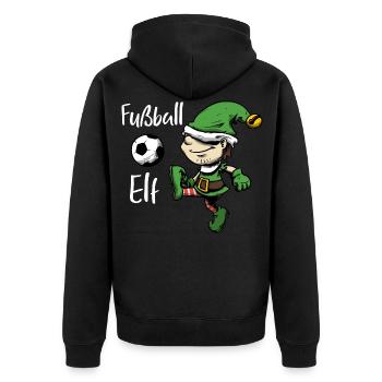Fußball elf Wichtel Weihnachtself Winter - Unisex Premium Bio Zip Hoodie - Schwarz - Hinten - Nico (187cm)