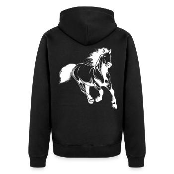 pferd reiten tier - Unisex Premium Bio Zip Hoodie - Schwarz - Hinten - Nico (187cm)