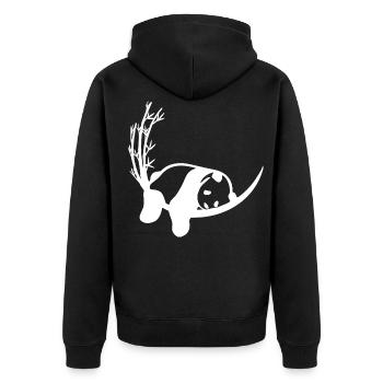 Panda Bambus Chillen - Unisex Premium Bio Zip Hoodie - Schwarz - Hinten - Nico (187cm)