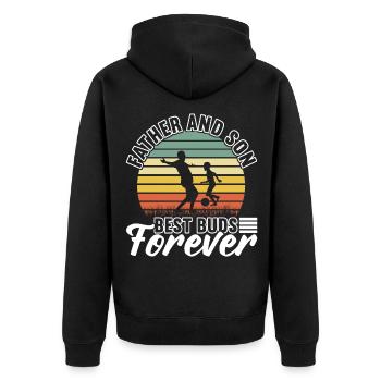 Vatertag Papa Und Sohn Fußball - Unisex Premium Bio Zip Hoodie - Schwarz - Hinten - Nico (187cm)