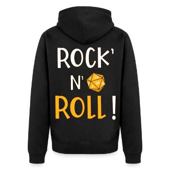 Rock'n'Roll! Humor Rollenspiel Musik d20 - Unisex Premium Bio Zip Hoodie - Schwarz - Hinten - Nico (187cm)