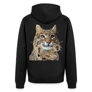 Lynx - Unisex Premium Organic Zip Hoodie - black - Back - Nico (187cm)