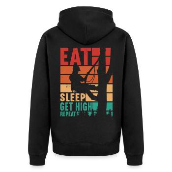 Arborist Baumpfleger - Unisex Premium Bio Zip Hoodie - Schwarz - Hinten - Nico (187cm)