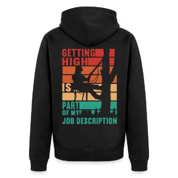 Arborist Baumpfleger - Unisex Premium Bio Zip Hoodie - Schwarz - Hinten - Nico (187cm)