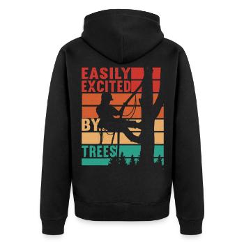 Arborist Baumpfleger - Unisex Premium Bio Zip Hoodie - Schwarz - Hinten - Nico (187cm)