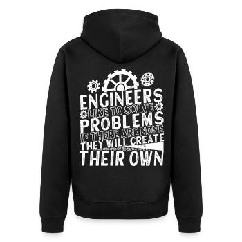 Ingenieur Maschinenbau Bauingenieur - Unisex Premium Bio Zip Hoodie - Schwarz - Hinten - Nico (187cm)