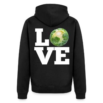 LOVE BRUSSELS SPROUTS - LOVE BRUSSEL SPROUTS - Unisex Premium Organic Zip Hoodie - black - Back - Nico (187cm)