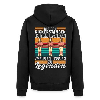 Tischfußball Tischkicker - Unisex Premium Bio Zip Hoodie - Schwarz - Hinten - Nico (187cm)